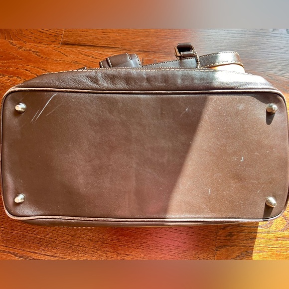 Coach Strip Brown & Tan Soft Leather Shoulder Bag - Picture 11 of 14